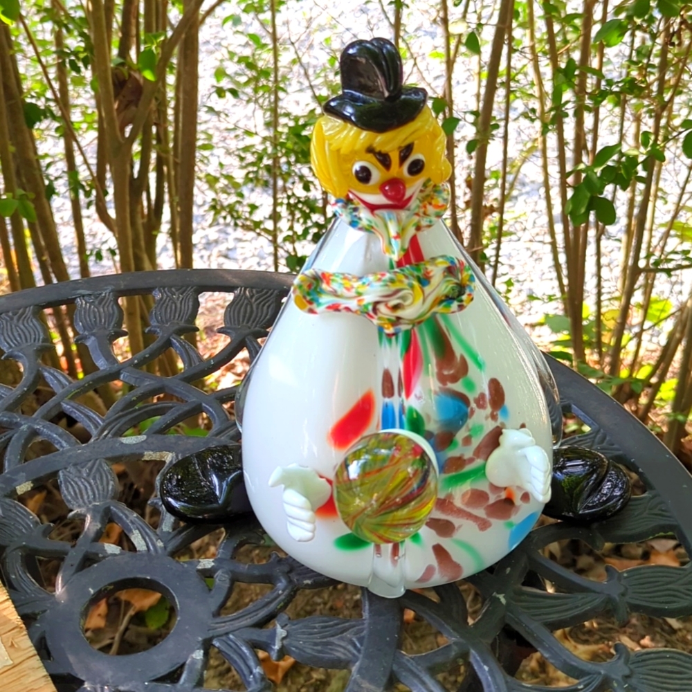 Rare HTF Vintage 💎 Murano, Italy 🤡 hand-blown VENETIAN GLASS CLOWN 🤡 pristine